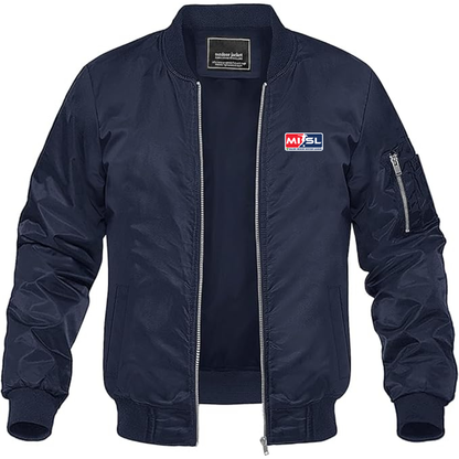 Men's  Major Indoor Soccer League Logo Lightweight Bomber Jacket Windbreaker Softshell Varsity Jacket Coat