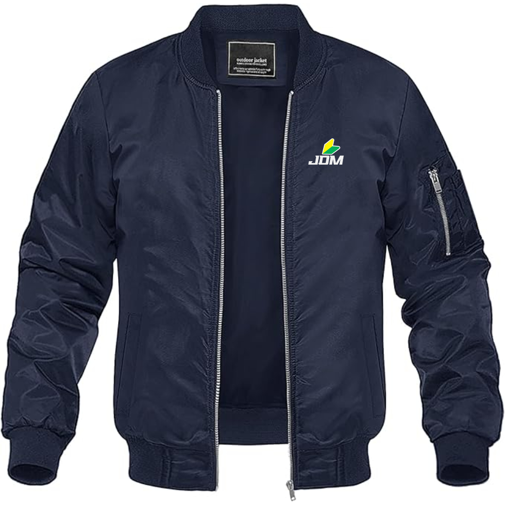 Men's JDM Logo Lightweight Bomber Jacket Windbreaker Softshell Varsity Jacket Coat