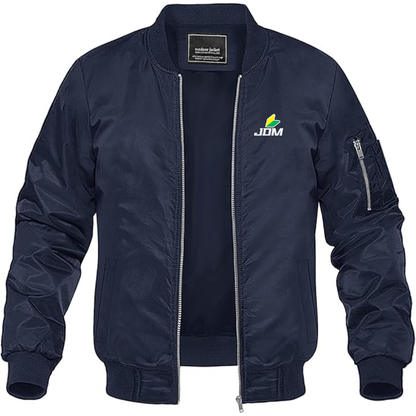 Men's JDM Logo Lightweight Bomber Jacket Windbreaker Softshell Varsity Jacket Coat