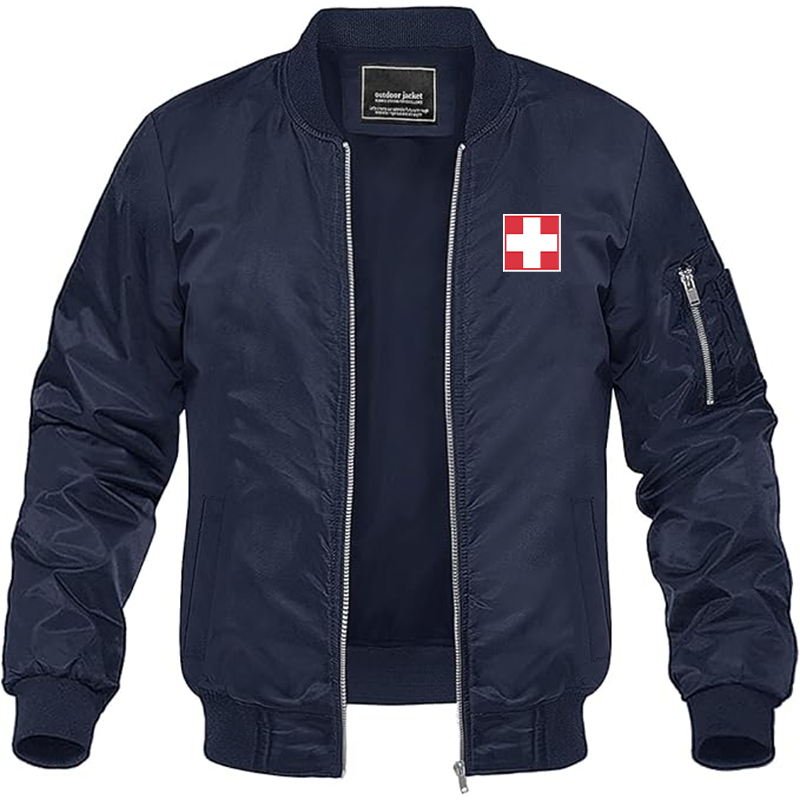 Men's Switzerland National Football Soccer Team Lightweight Bomber Jacket - Navy