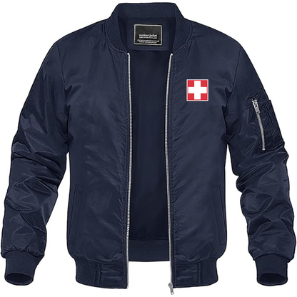 Men's Switzerland National Football Soccer Team Lightweight Bomber Jacket - Navy