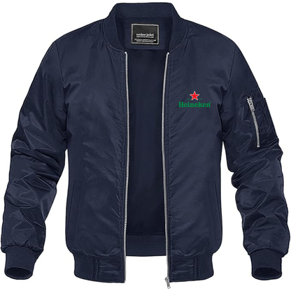 Men's Heineken Logo Lightweight Bomber Jacket Windbreaker Softshell Varsity Jacket Coat