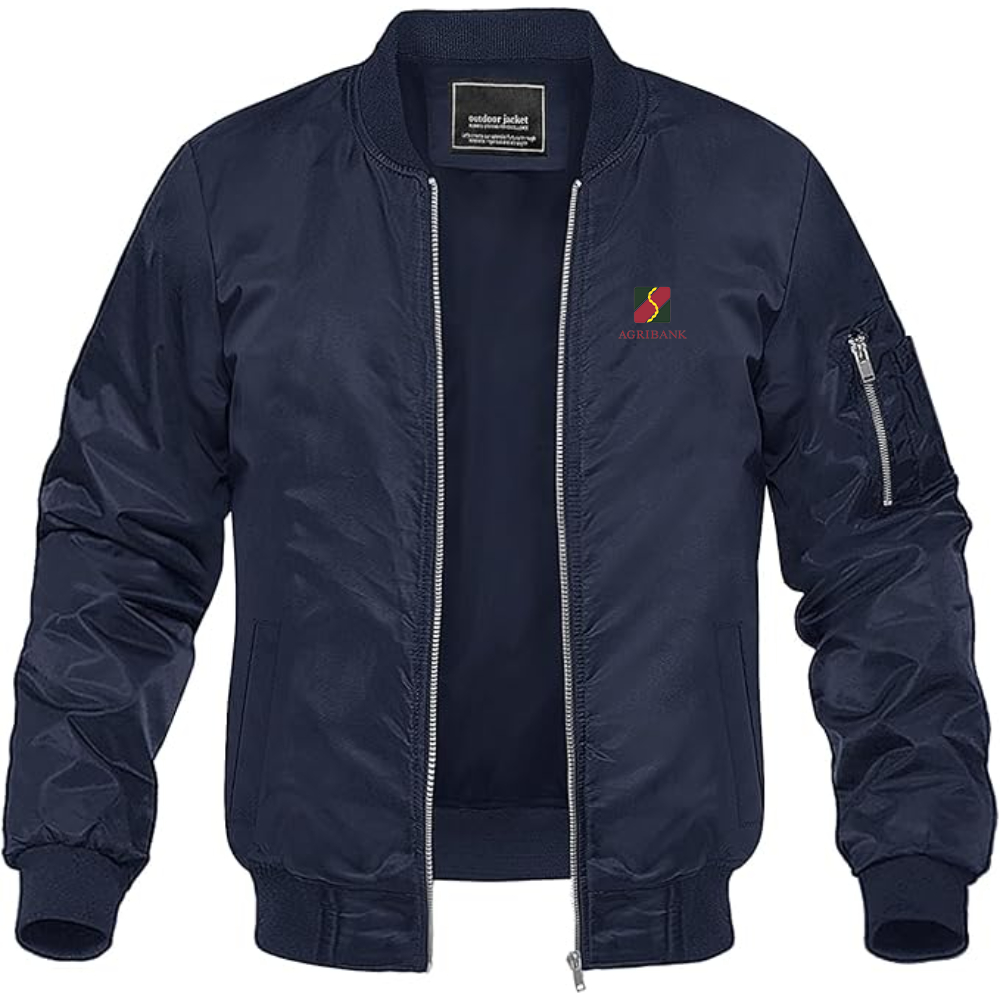 Men's  Agribank Logo Lightweight Bomber Jacket Windbreaker Softshell Varsity Jacket Coat