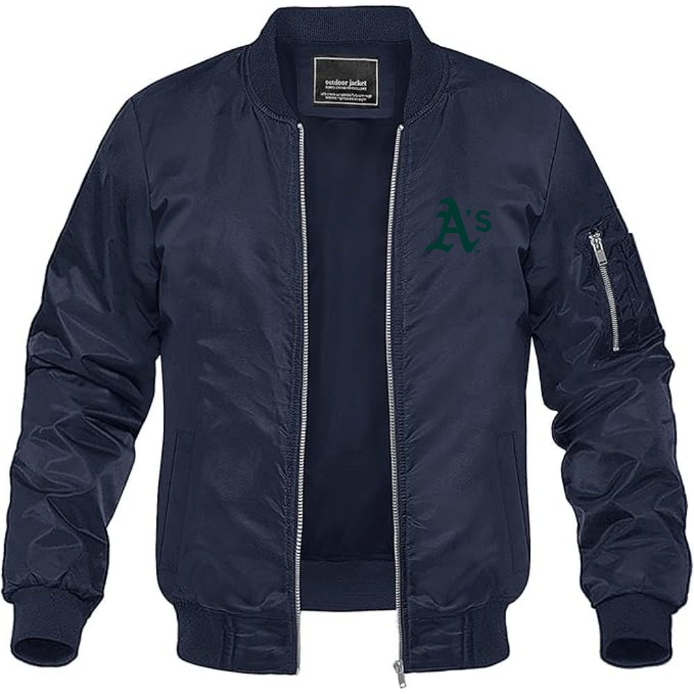 Men's Athletics Logo Lightweight Bomber Jacket Windbreaker Softshell Varsity Jacket Coat