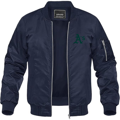 Men's Athletics Logo Lightweight Bomber Jacket Windbreaker Softshell Varsity Jacket Coat