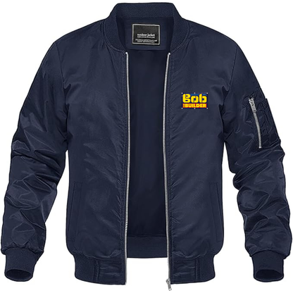 Men's Bob the Builder Logo Lightweight Bomber Jacket Windbreaker Softshell Varsity Jacket Coat