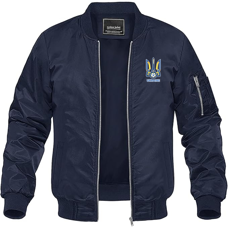 Men's Ukraine National Football Soccer Team Lightweight Bomber Jacket - Navy