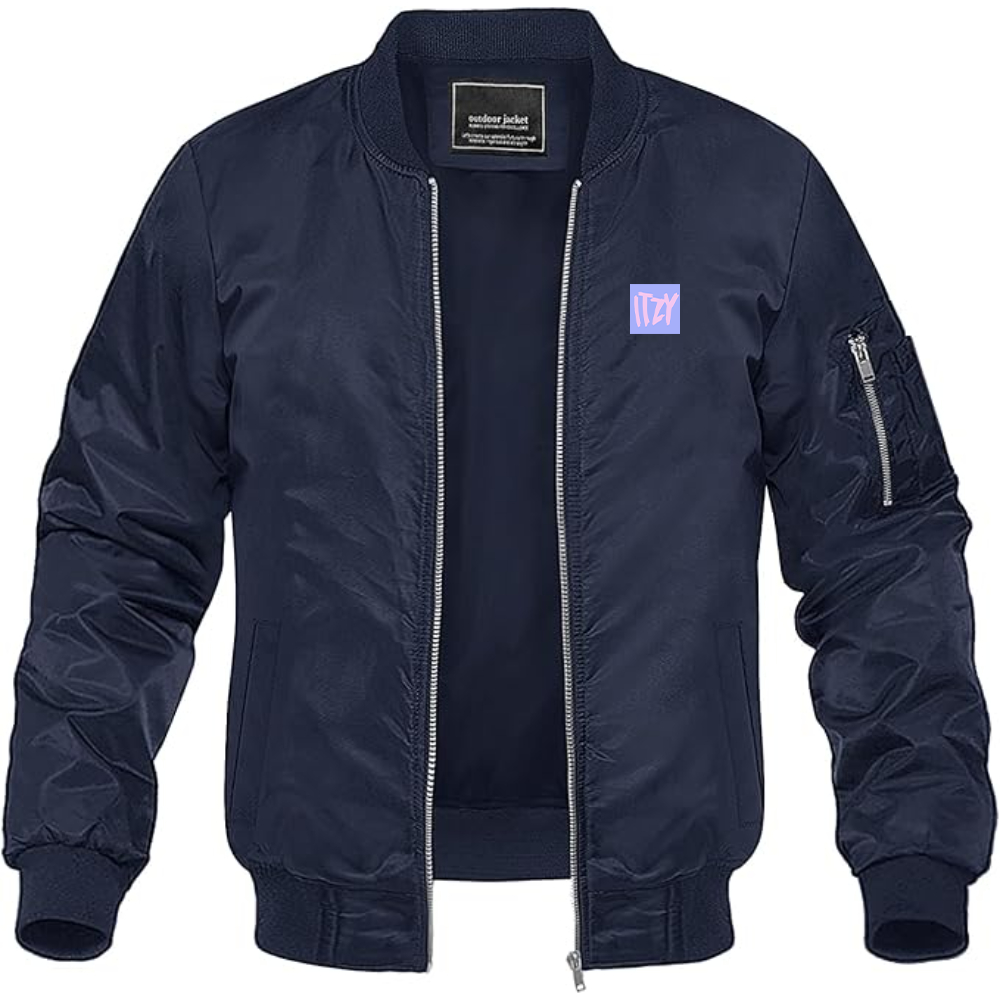 Men's  Itzy Logo Lightweight Bomber Jacket Windbreaker Softshell Varsity Jacket Coat