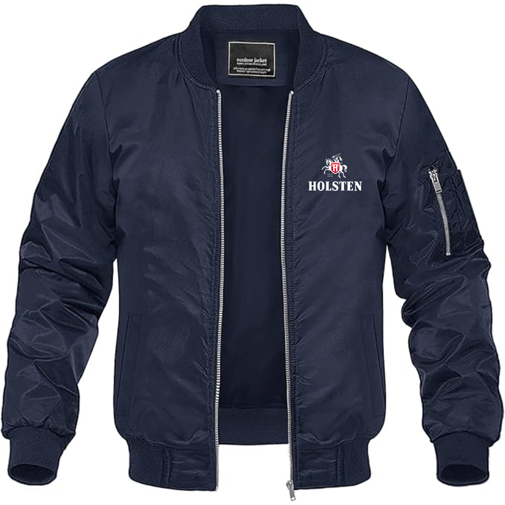 Men's Holsten Logo Lightweight Bomber Jacket Windbreaker Softshell Varsity Jacket Coat