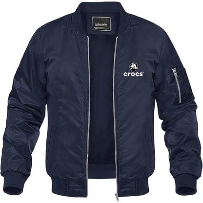 Men's Crocs Logo Lightweight Bomber Jacket Windbreaker Softshell Varsity Jacket Coat