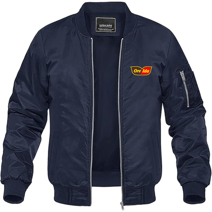 Men's Ore Ida Logo Lightweight Bomber Jacket Windbreaker Softshell Varsity Jacket Coat