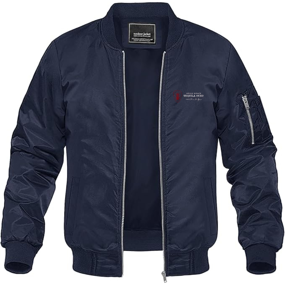 Men's Tequila Ocho Logo Lightweight Bomber Jacket Windbreaker Softshell Varsity Jacket Coat
