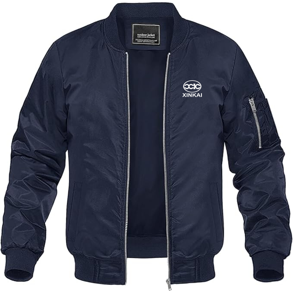 Men's Xin Kai Logo Lightweight Bomber Jacket Windbreaker Softshell Varsity Jacket Coat