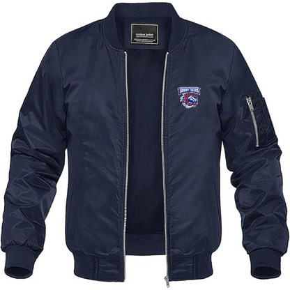 Men's Bridgeport Sound Tigers Logo Lightweight Bomber Jacket Windbreaker Softshell Varsity Jacket Coat