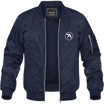 Men's Aphex Twin Logo Lightweight Bomber Jacket Windbreaker Softshell Varsity Jacket Coat