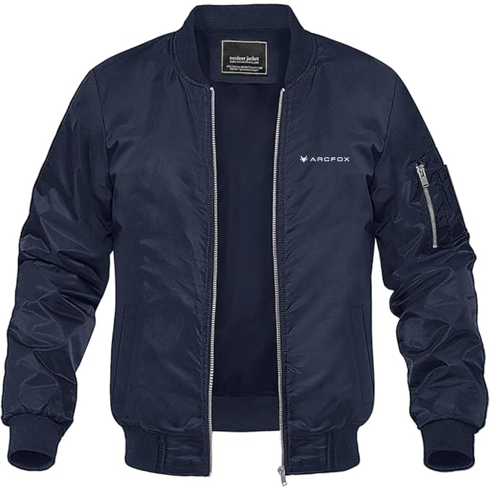 Men's Arcfox Logo Lightweight Bomber Jacket Windbreaker Softshell Varsity Jacket Coat