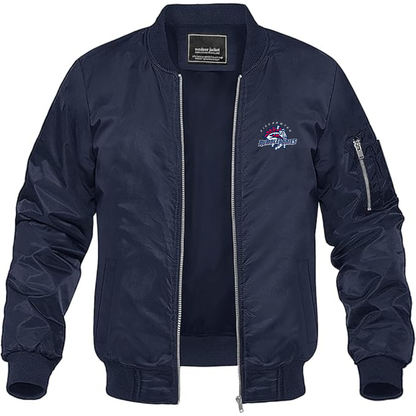 Men's Binghamton Rumble Ponies Logo Lightweight Bomber Jacket Windbreaker Softshell Varsity Jacket Coat