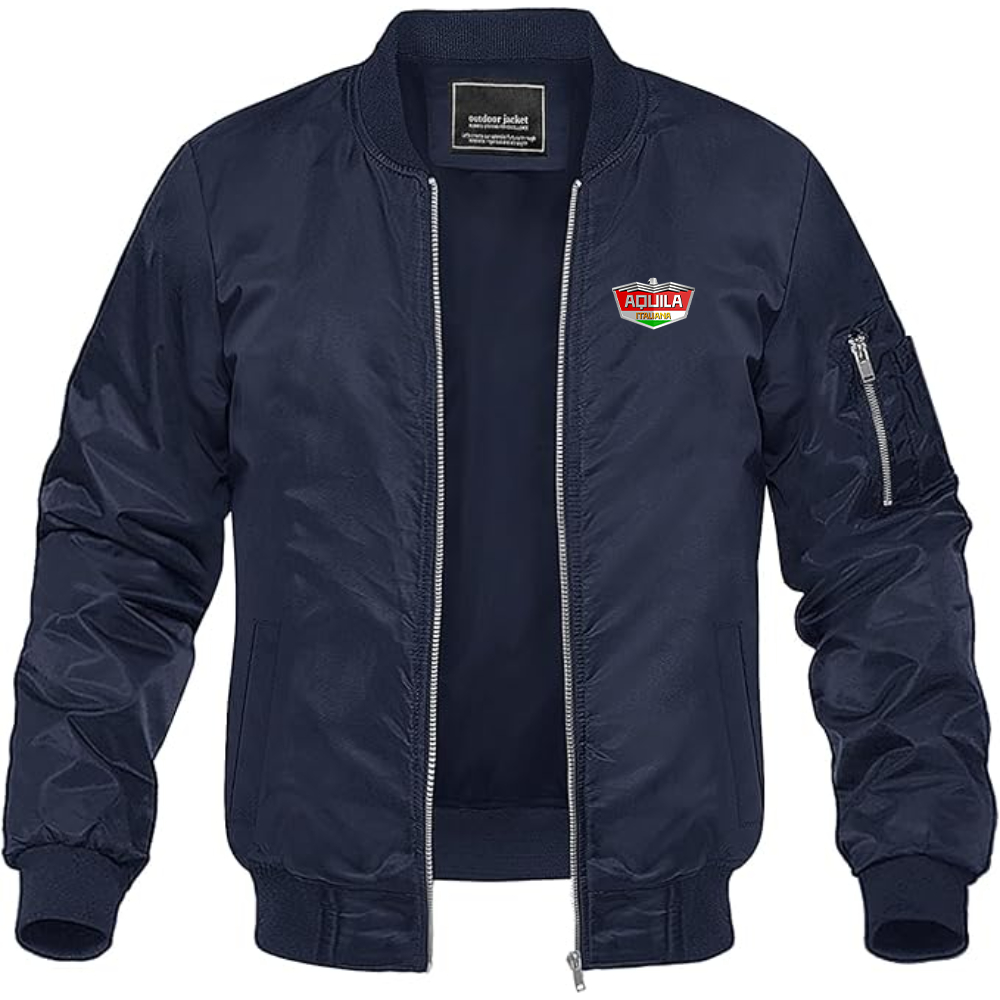 Men's  Aquila Italiana  Logo Lightweight Bomber Jacket Windbreaker Softshell Varsity Jacket Coat
