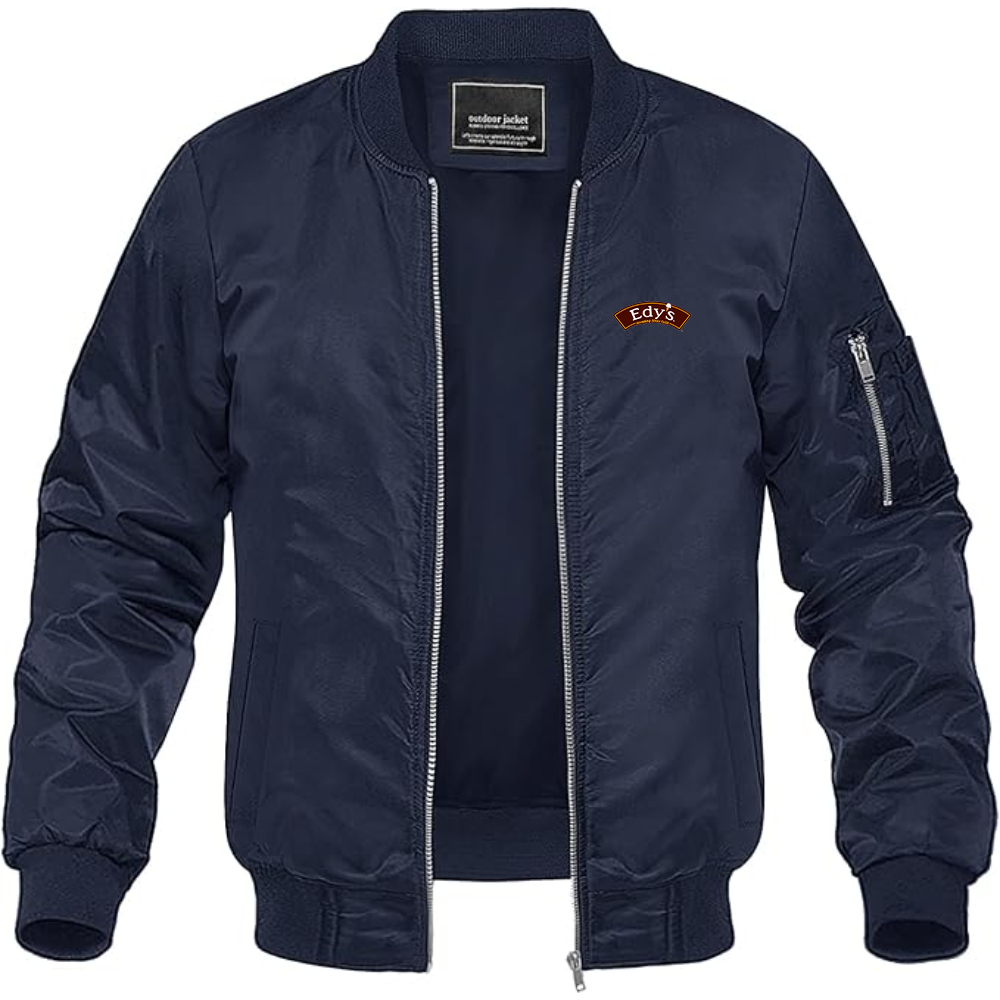 Men's Edys Logo Lightweight Bomber Jacket Windbreaker Softshell Varsity Jacket Coat