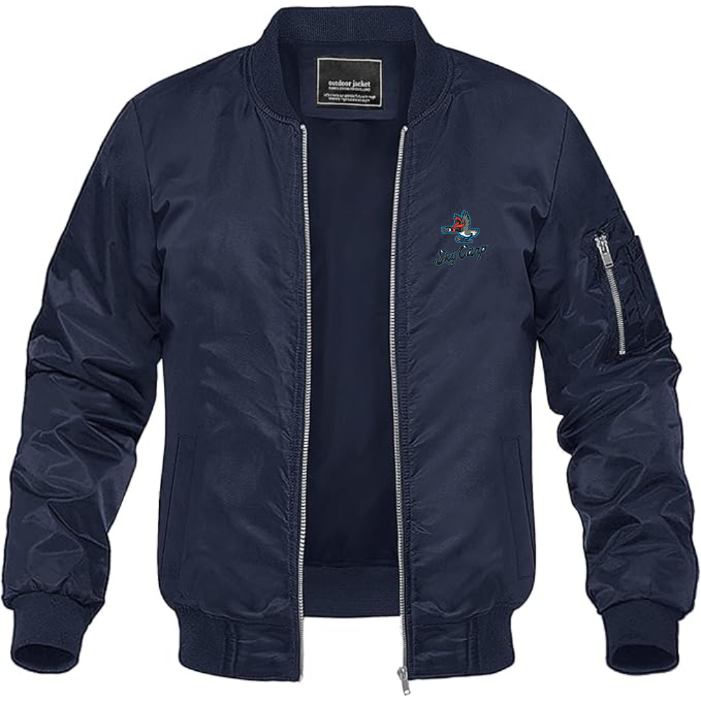 Men's Beloit Sky Carp Logo Lightweight Bomber Jacket Windbreaker Softshell Varsity Jacket Coat