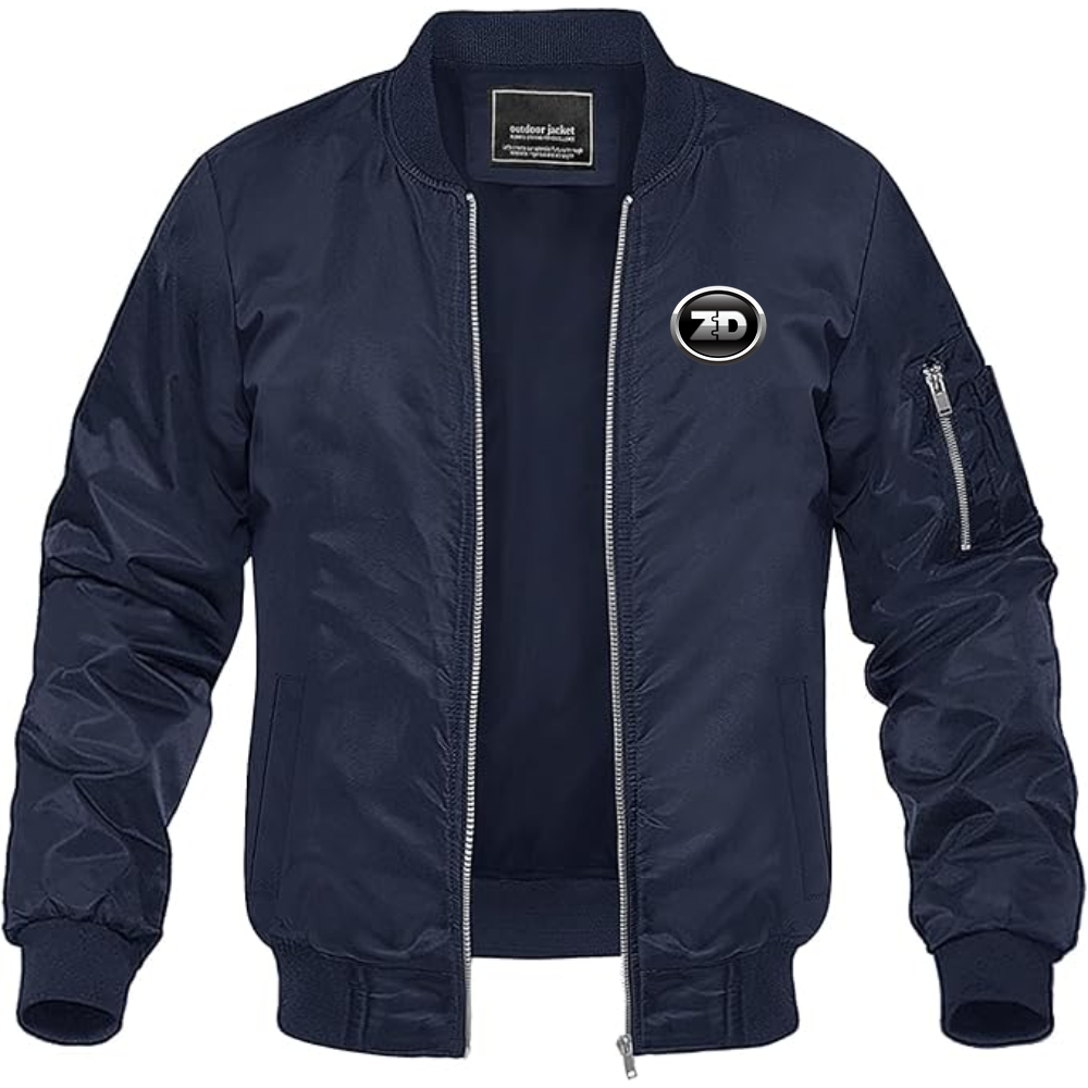 Men's Zhidou  Logo Lightweight Bomber Jacket Windbreaker Softshell Varsity Jacket Coat