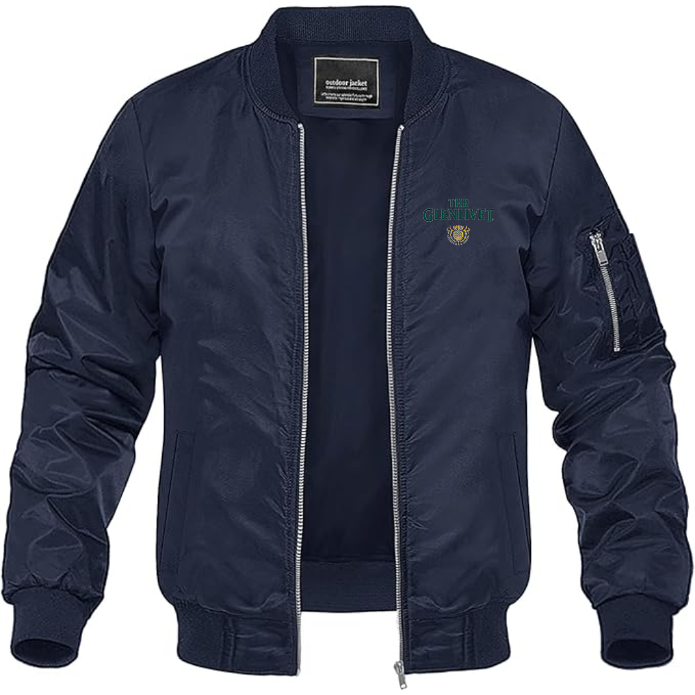 Men's The Glenlivet Logo Lightweight Bomber Jacket Windbreaker Softshell Varsity Jacket Coat