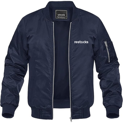Men's Restocks Logo Lightweight Bomber Jacket Windbreaker Softshell Varsity Jacket Coat