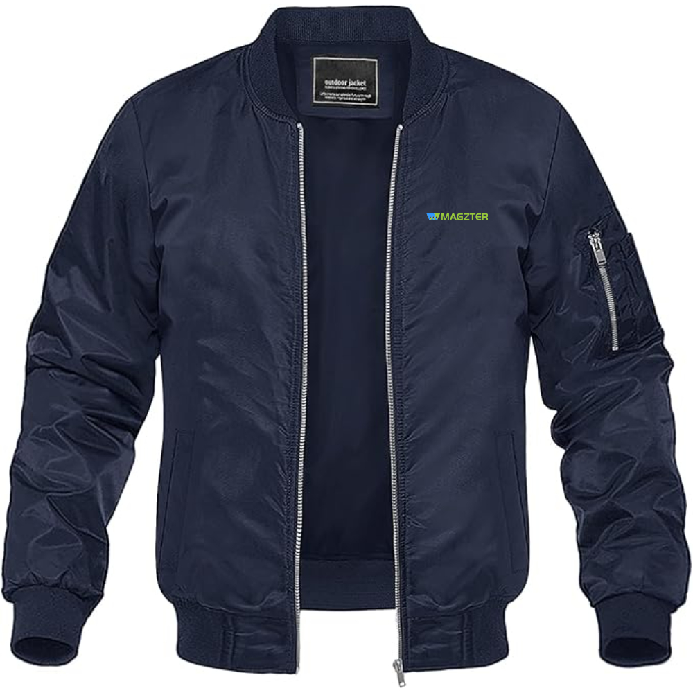 Men's MAGZTER Logo Lightweight Bomber Jacket Windbreaker Softshell Varsity Jacket Coat