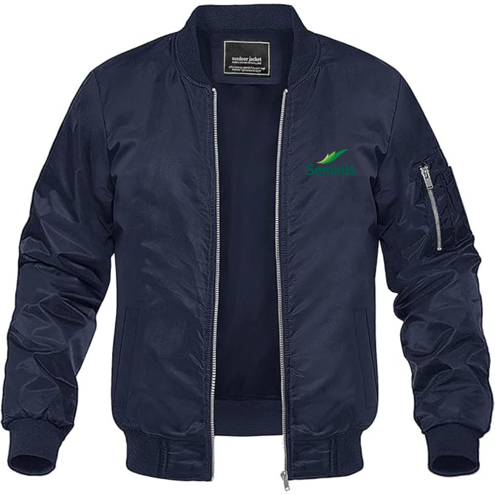 Men's  Seminis  Logo  Lightweight Bomber Jacket Windbreaker Softshell Varsity Jacket Coat