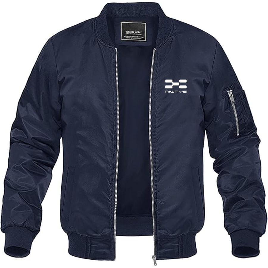 Men's  Aiways Logo Lightweight Bomber Jacket Windbreaker Softshell Varsity Jacket Coat