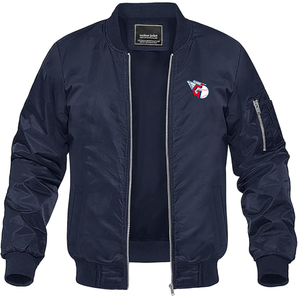 Men's Cleveland Guardians  Logo Lightweight Bomber Jacket Windbreaker Softshell Varsity Jacket Coat
