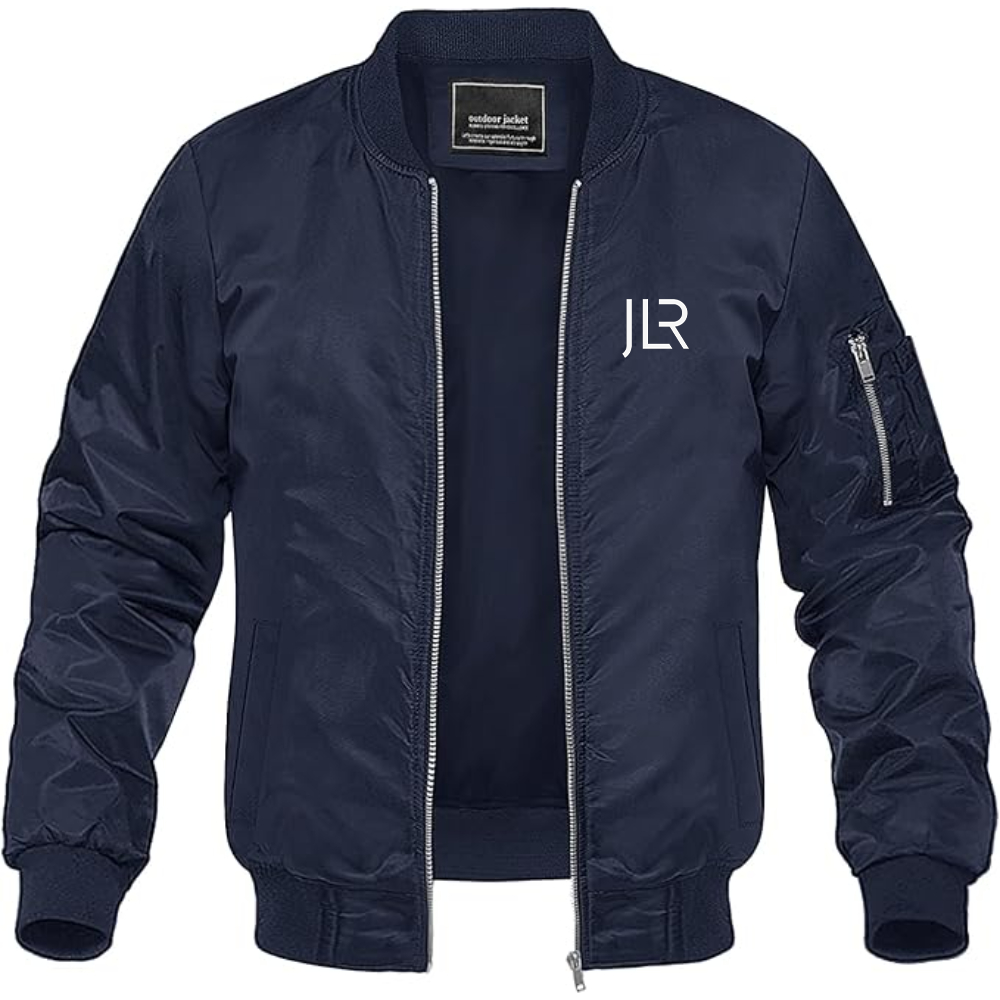 Men's JLR Logo Lightweight Bomber Jacket Windbreaker Softshell Varsity Jacket Coat