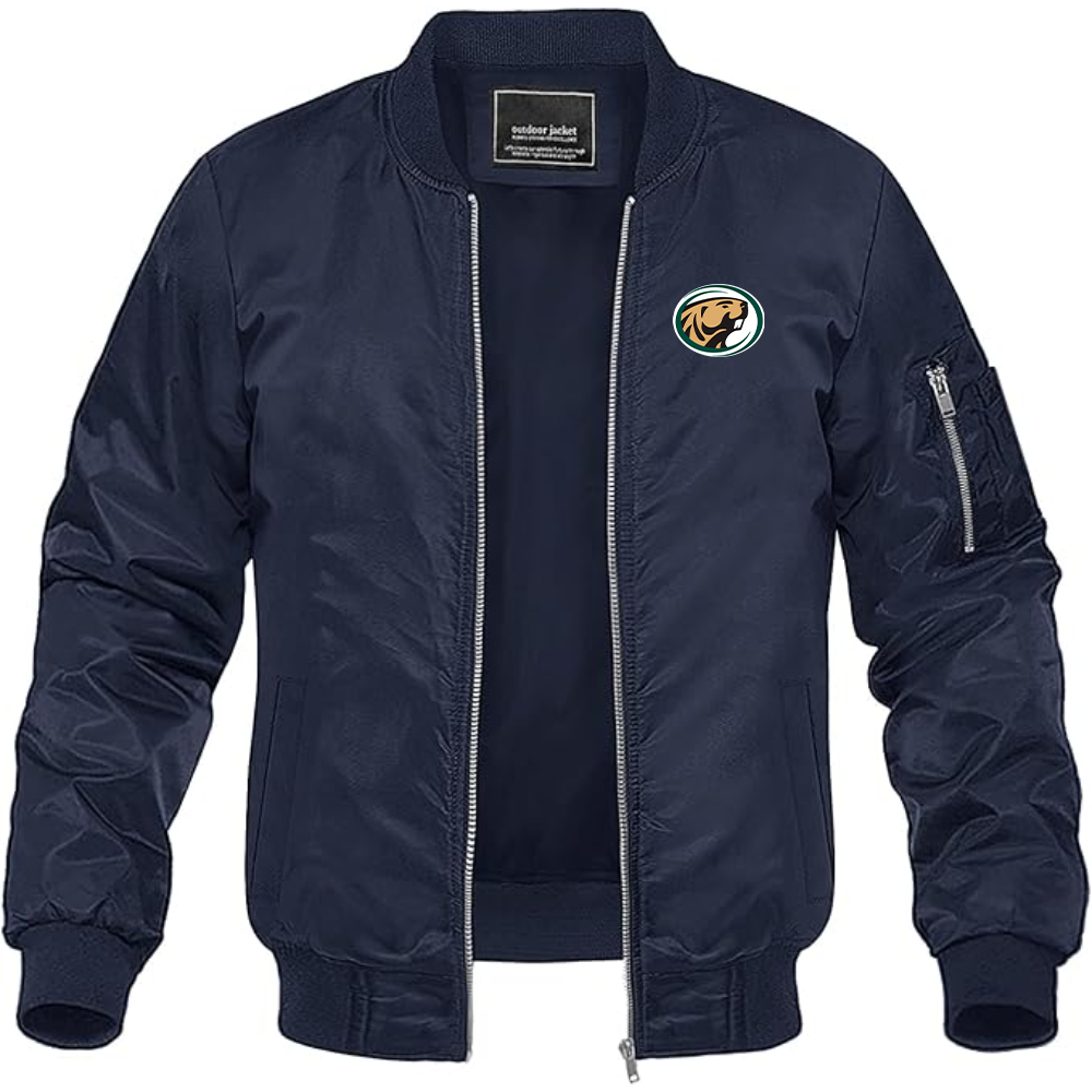 Men's  Bemidji State Beavers Lightweight Bomber Jacket Windbreaker Softshell Varsity Jacket Coat