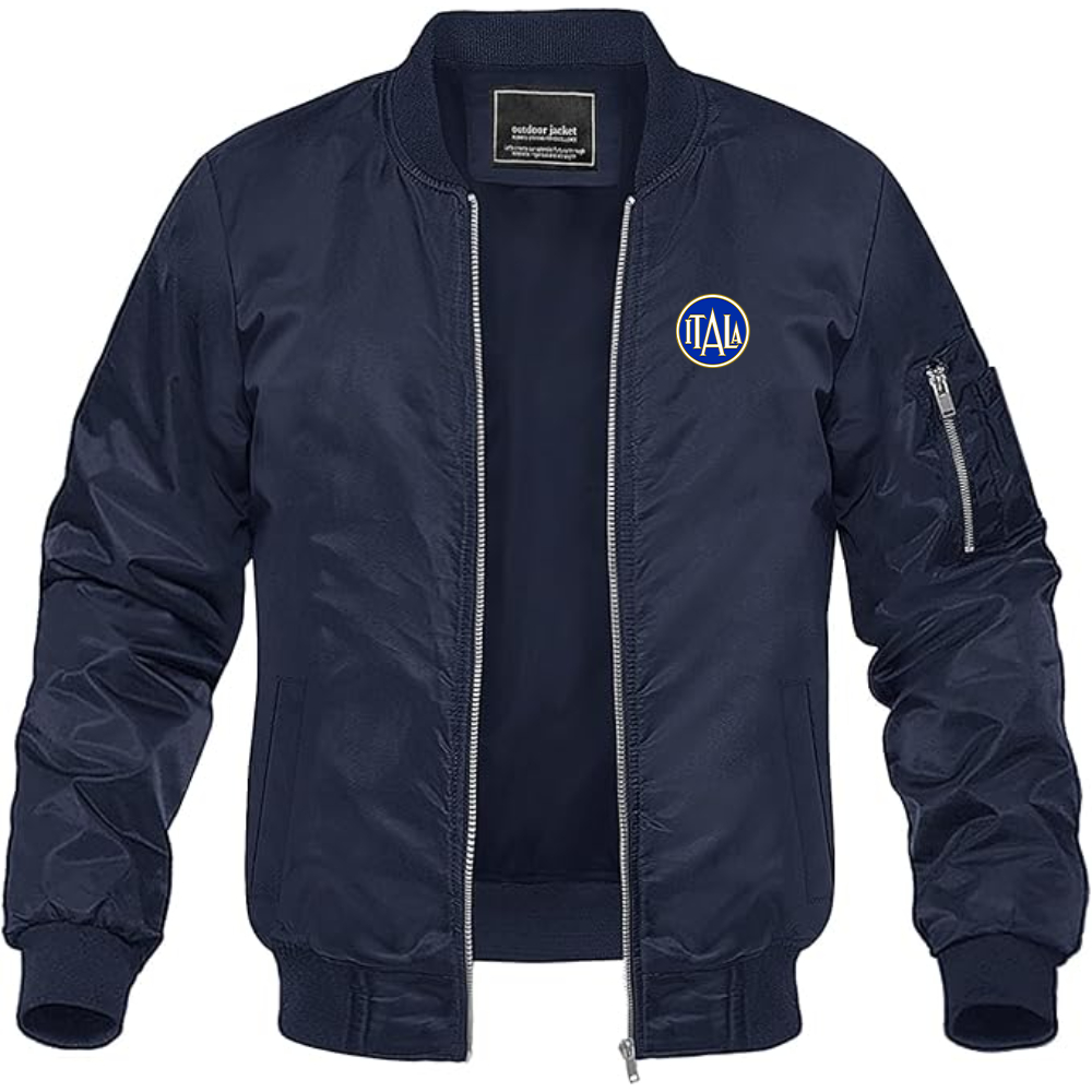 Men's  Itala Logo Lightweight Bomber Jacket Windbreaker Softshell Varsity Jacket Coat