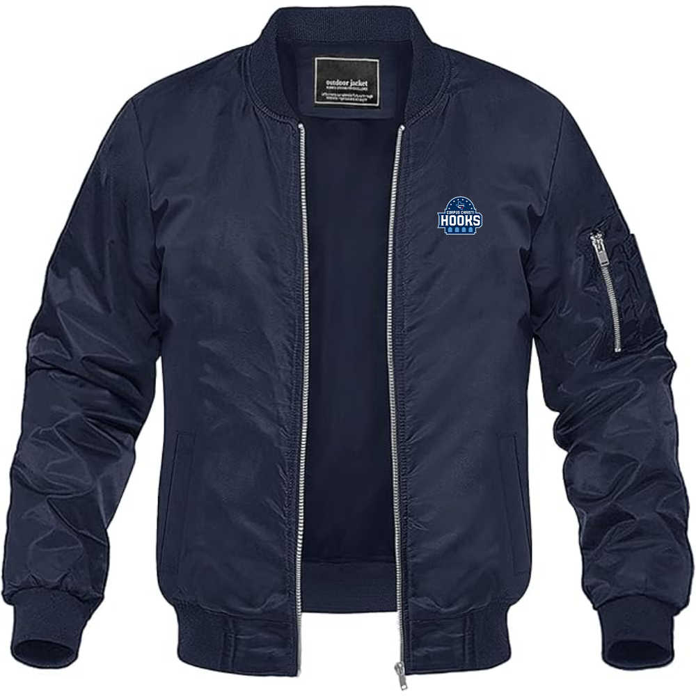 Men's Corpus Christi Hooks Logo Lightweight Bomber Jacket Windbreaker Softshell Varsity Jacket Coat