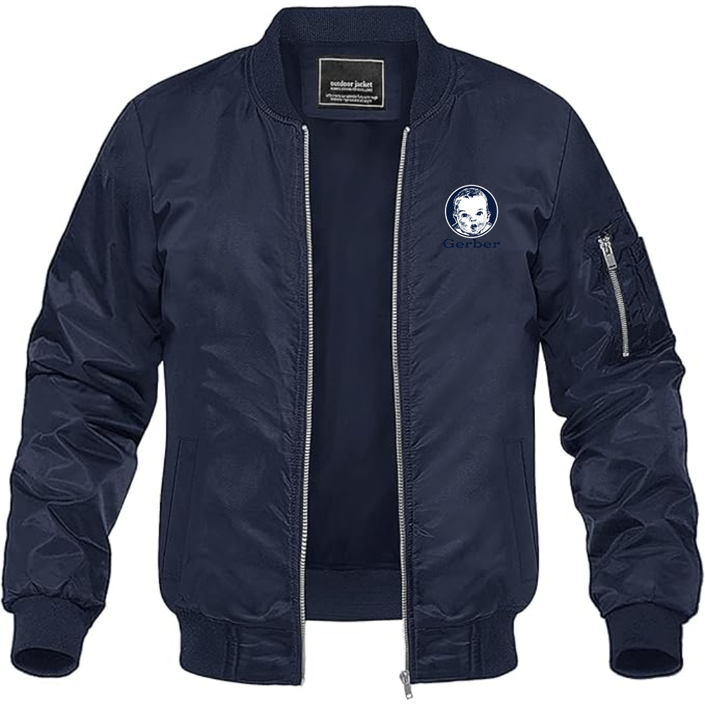 Men's Gerber Logo Lightweight Bomber Jacket Windbreaker Softshell Varsity Jacket Coat