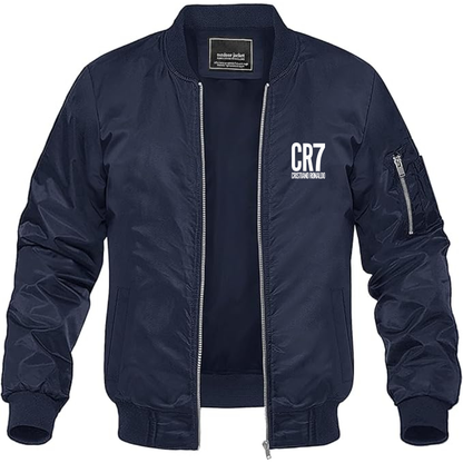 Men's CR7 Logo Lightweight Bomber Jacket Windbreaker Softshell Varsity Jacket Coat