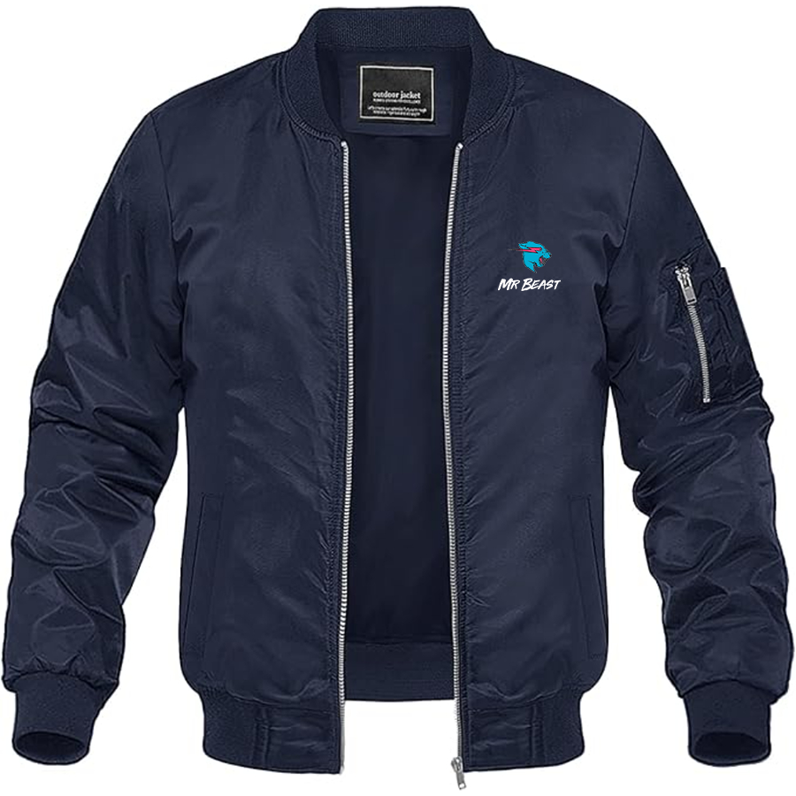 Men's Mr Beast Logo  Lightweight Bomber Jacket Windbreaker Softshell Varsity Jacket Coat