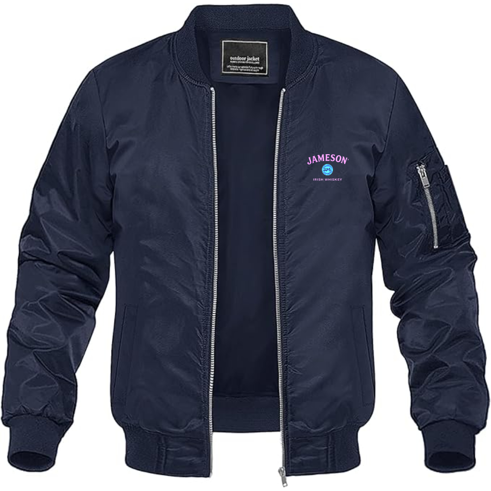 Men's Jameson Logo Lightweight Bomber Jacket Windbreaker Softshell Varsity Jacket Coat