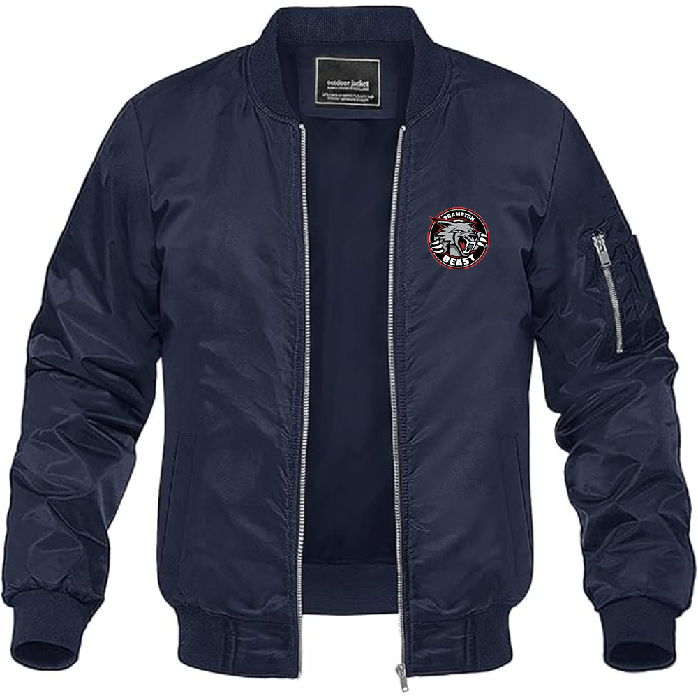 Men's Brampton Beast Logo Lightweight Bomber Jacket Windbreaker Softshell Varsity Jacket Coat