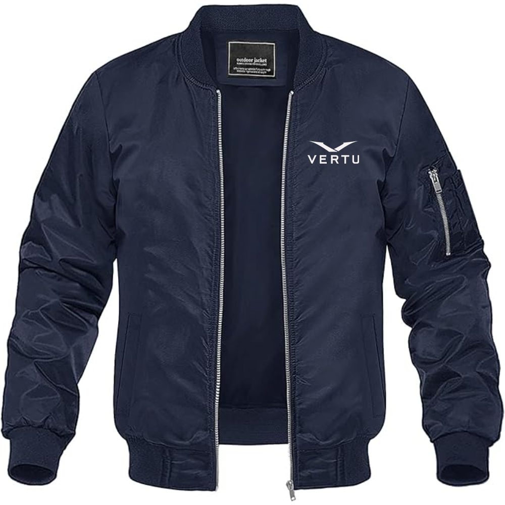 Men's Vertu Logo Lightweight Bomber Jacket Windbreaker Softshell Varsity Jacket Coat