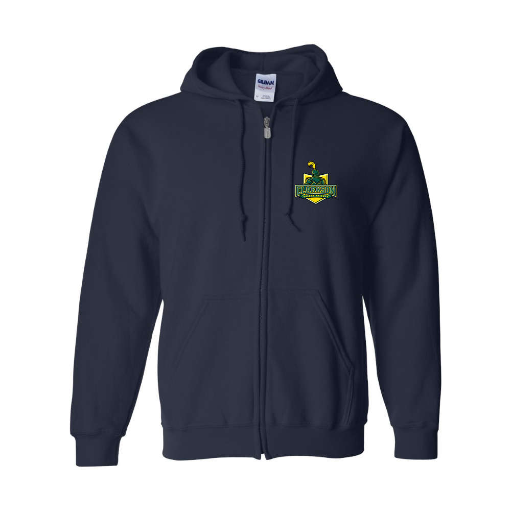 Men's Clarkson Golden Knights Gildan  Heavy Blend Full Zip Hooded Sweatshirt