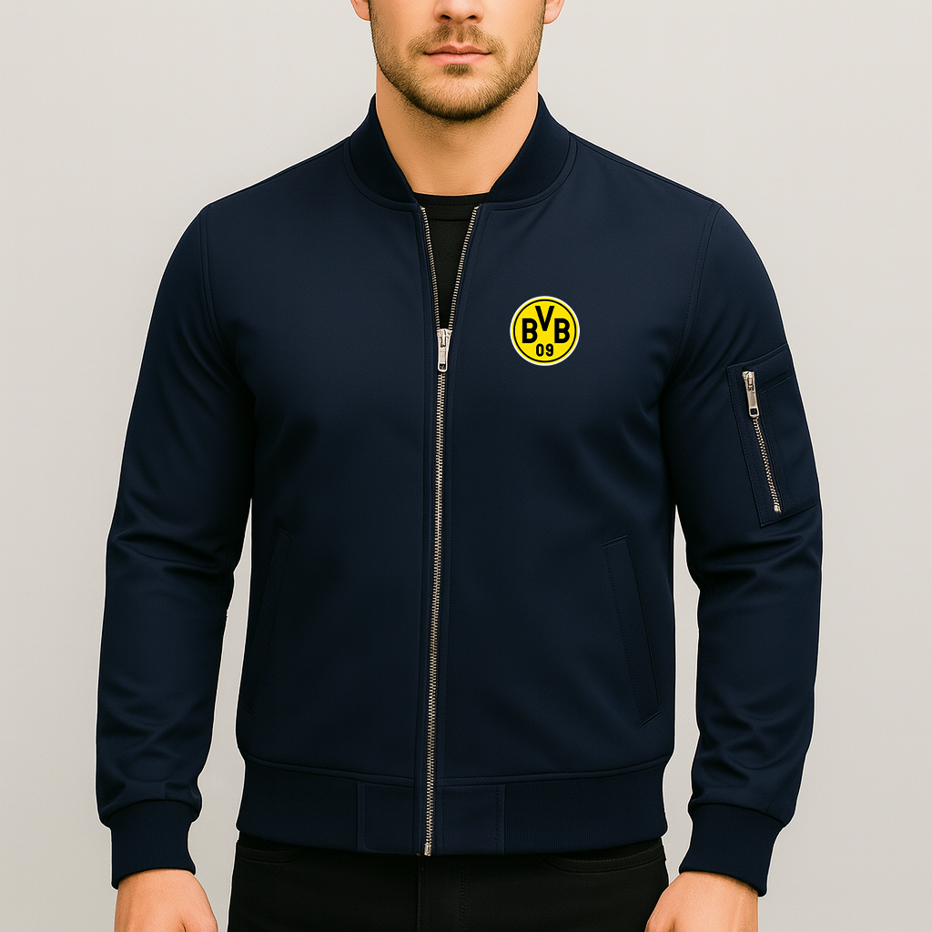 Men's Borussia Dortmund BVB FC Lightweight Bomber Jacket - Navy