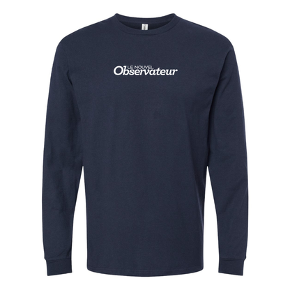 Men's Le Nouvel Observateur Logo  Cotton Long Sleeve T-Shirt