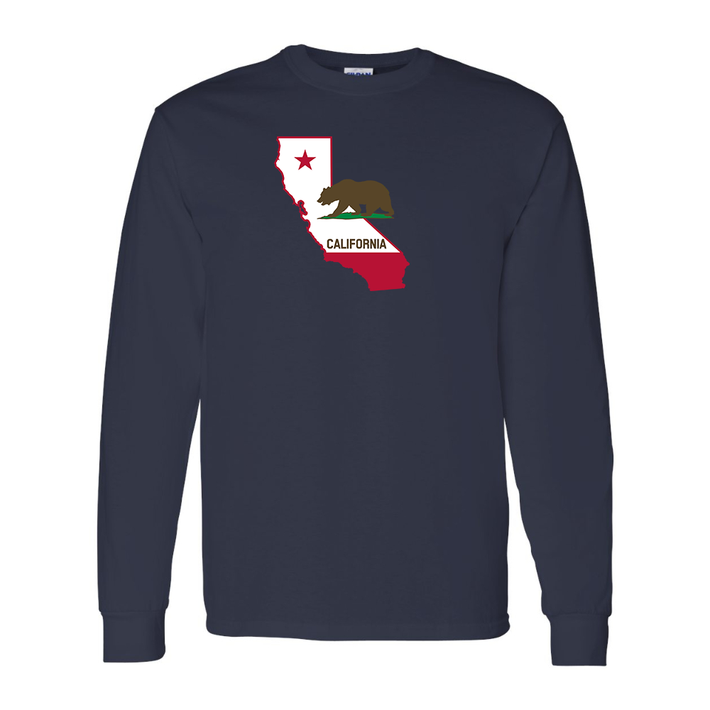 Men's  California Bear Map Gildan Heavy Cotton Long Sleeve T-Shirt