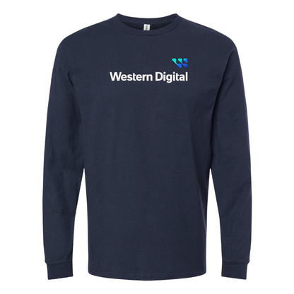 Men's Western Digital Logo Cotton Long Sleeve T-Shirt