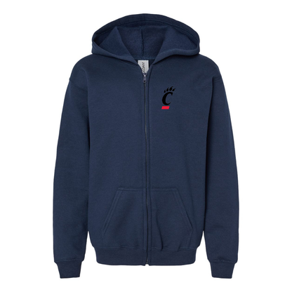 Youth Cincinnati Bearcats Gildan Heavy Blend Full Zip Hooded Sweatshirt