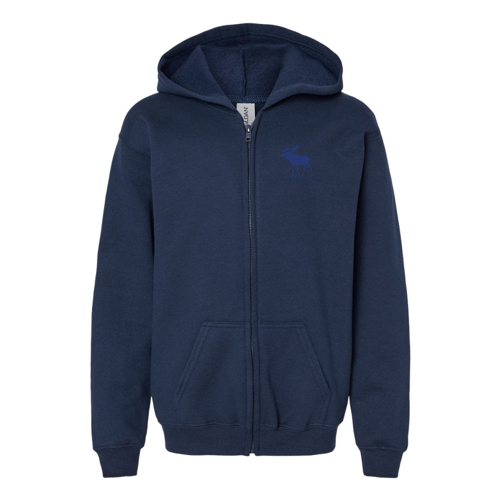 Gildan Heavy Blend Youth Abercrombie & Fitch Moose Logo Full Zip Hooded Sweatshirt