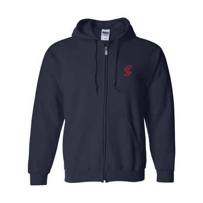 Men's Santa Clara Broncos Logo Gildan  Heavy Blend Full Zip Hooded Sweatshirt