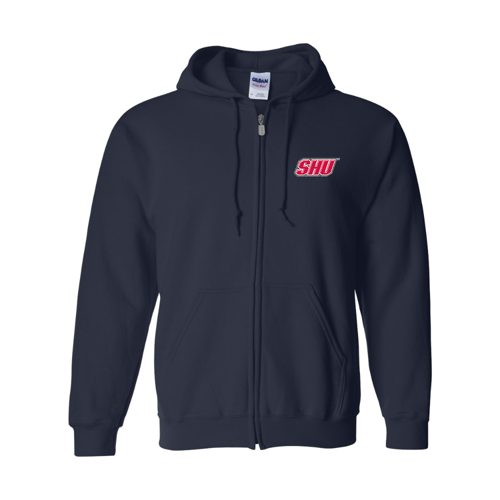 Men's Sacred Heart Pioneers Logo Gildan  Heavy Blend Full Zip Hooded Sweatshirt